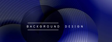 Gölgeli gradyan daireler. Vektör tekno soyut arka plan. Modern üstüste bindirme formları duvar kağıdı arkaplanı, tasarım şablonu