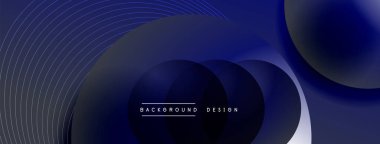 Gölgeli gradyan daireler. Vektör tekno soyut arka plan. Modern üstüste bindirme formları duvar kağıdı arkaplanı, tasarım şablonu