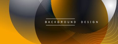 Gölgeli gradyan daireler. Vektör tekno soyut arka plan. Modern üstüste bindirme formları duvar kağıdı arkaplanı, tasarım şablonu