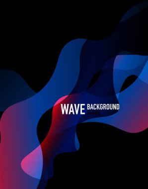 Dikey akışkan eğimli dalga soyut arkaplanı. Karanlıkta parlak renk dalgaları. Duvar Kağıdı, Sancak, Arkaplan, İniş Sayfası için Vektör İllüstrasyonu