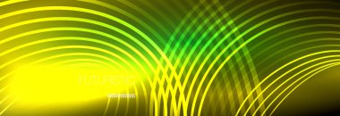 Parlayan neon halkaları olan koyu soyut bir arka plan. İş ya da teknoloji sunumu, İnternet posteri ya da web broşürü kapağı, duvar kağıdı için modaya uygun tasarım şablonu