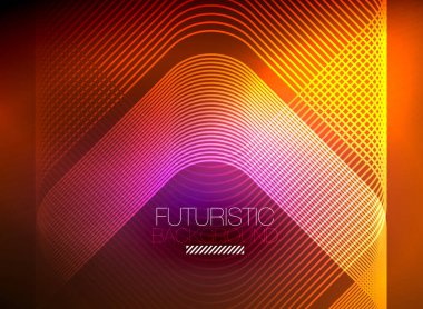 Neon rengi kare çizgileri soyut arkaplan. Parlak sihirli enerji ve hareket konsepti, vektör soyut duvar kağıdı arkaplanı