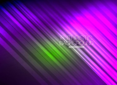 Parlak neon rengi tekno soyut arkaplan, koyu arkaplanda parlak neon çizgiler