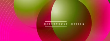 Gölgeli gradyan daireler. Vektör tekno soyut arka plan. Modern üstüste bindirme formları duvar kağıdı arkaplanı, tasarım şablonu