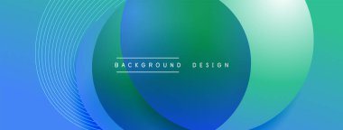 Gölgeli gradyan daireler. Vektör tekno soyut arka plan. Modern üstüste bindirme formları duvar kağıdı arkaplanı, tasarım şablonu