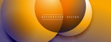 Gölgeli gradyan daireler. Vektör tekno soyut arka plan. Modern üstüste bindirme formları duvar kağıdı arkaplanı, tasarım şablonu