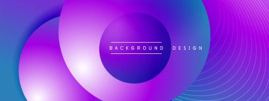 Gölgeli gradyan daireler. Vektör tekno soyut arka plan. Modern üstüste bindirme formları duvar kağıdı arkaplanı, tasarım şablonu