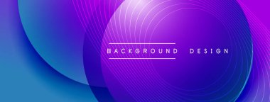 Gölgeli gradyan daireler. Vektör tekno soyut arka plan. Modern üstüste bindirme formları duvar kağıdı arkaplanı, tasarım şablonu