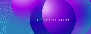 Gölgeli gradyan daireler. Vektör tekno soyut arka plan. Modern üstüste bindirme formları duvar kağıdı arkaplanı, tasarım şablonu