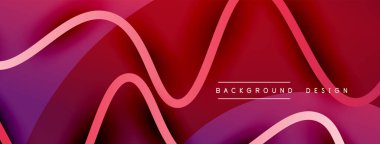 Gölge efektli dalga çizgisi olan soyut gradyan arkaplan. Geometrik bileşim. 3B gölge efektleri ve sıvı eğimleri