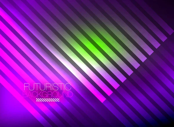 Bright neon color techno abstract background, shiny glowing neon lines in the dark background — Stock Vector