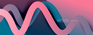 Gölge efektli dalga çizgisi olan soyut gradyan arkaplan. Geometrik bileşim. 3B gölge efektleri ve sıvı eğimleri