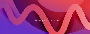 Gölge efektli dalga çizgisi olan soyut gradyan arkaplan. Geometrik bileşim. 3B gölge efektleri ve sıvı eğimleri