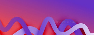 Gölge efektli dalga çizgisi olan soyut gradyan arkaplan. Geometrik bileşim. 3B gölge efektleri ve sıvı eğimleri