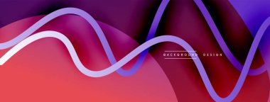 Gölge efektli dalga çizgisi olan soyut gradyan arkaplan. Geometrik bileşim. 3B gölge efektleri ve sıvı eğimleri