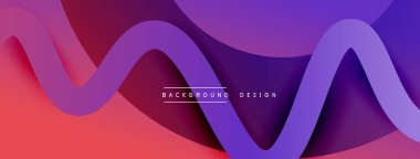 Gölge efektli dalga çizgisi olan soyut gradyan arkaplan. Geometrik bileşim. 3B gölge efektleri ve sıvı eğimleri