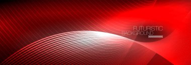 Karanlıkta dalgalarla parlayan soyut neon ışığı. Parlak sihirli enerji ve hareket konsepti, vektör soyut duvar kağıdı arkaplanı