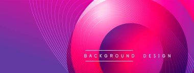 Gölgeli gradyan daireler. Vektör tekno soyut arka plan. Modern üstüste bindirme formları duvar kağıdı arkaplanı, tasarım şablonu