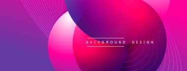 Gölgeli gradyan daireler. Vektör tekno soyut arka plan. Modern üstüste bindirme formları duvar kağıdı arkaplanı, tasarım şablonu