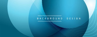 Gölgeli gradyan daireler. Vektör tekno soyut arka plan. Modern üstüste bindirme formları duvar kağıdı arkaplanı, tasarım şablonu