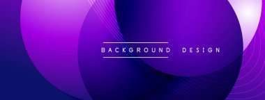 Gölgeli gradyan daireler. Vektör tekno soyut arka plan. Modern üstüste bindirme formları duvar kağıdı arkaplanı, tasarım şablonu