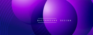 Gölgeli gradyan daireler. Vektör tekno soyut arka plan. Modern üstüste bindirme formları duvar kağıdı arkaplanı, tasarım şablonu