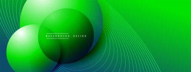 Gölgeli gradyan daireler. Vektör tekno soyut arka plan. Modern üstüste bindirme formları duvar kağıdı arkaplanı, tasarım şablonu