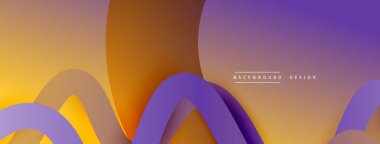 Gölge efektli dalga çizgisi olan soyut gradyan arkaplan. Geometrik bileşim. 3B gölge efektleri ve sıvı eğimleri