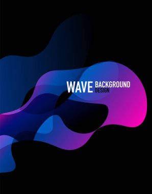 Dikey akışkan eğimli dalga soyut arkaplanı. Karanlıkta parlak renk dalgaları. Duvar Kağıdı, Sancak, Arkaplan, İniş Sayfası için Vektör İllüstrasyonu