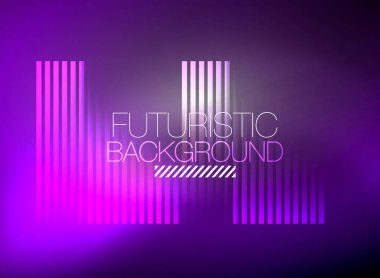 Parlak neon rengi tekno soyut arkaplan, koyu arkaplanda parlak neon çizgiler