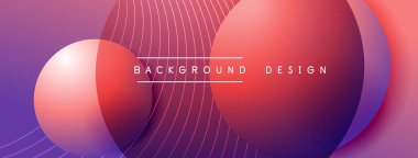 Gölgeli gradyan daireler. Vektör tekno soyut arka plan. Modern üstüste bindirme formları duvar kağıdı arkaplanı, tasarım şablonu