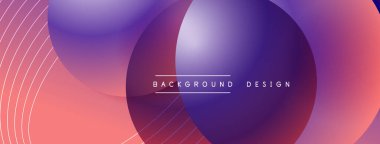 Gölgeli gradyan daireler. Vektör tekno soyut arka plan. Modern üstüste bindirme formları duvar kağıdı arkaplanı, tasarım şablonu