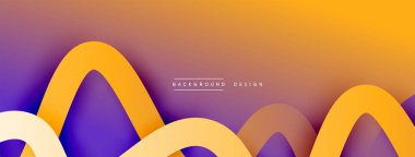 Gölge efektli dalga çizgisi olan soyut gradyan arkaplan. Geometrik bileşim. 3B gölge efektleri ve sıvı eğimleri