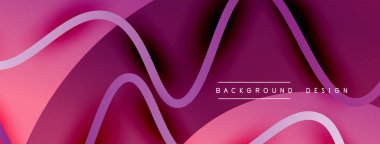 Gölge efektli dalga çizgisi olan soyut gradyan arkaplan. Geometrik bileşim. 3B gölge efektleri ve sıvı eğimleri