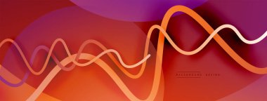 Gölge efektli dalga çizgisi olan soyut gradyan arkaplan. Geometrik bileşim. 3B gölge efektleri ve sıvı eğimleri