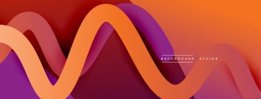 Gölge efektli dalga çizgisi olan soyut gradyan arkaplan. Geometrik bileşim. 3B gölge efektleri ve sıvı eğimleri