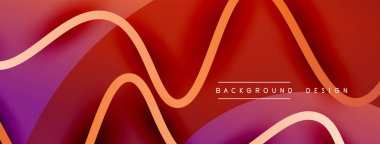 Gölge efektli dalga çizgisi olan soyut gradyan arkaplan. Geometrik bileşim. 3B gölge efektleri ve sıvı eğimleri