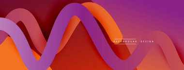 Gölge efektli dalga çizgisi olan soyut gradyan arkaplan. Geometrik bileşim. 3B gölge efektleri ve sıvı eğimleri