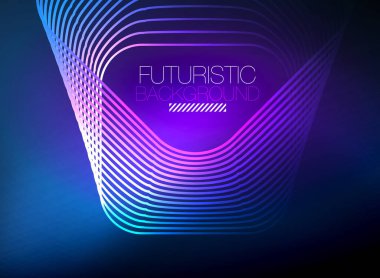 Neon rengi kare çizgileri soyut arkaplan. Parlak sihirli enerji ve hareket konsepti, vektör soyut duvar kağıdı arkaplanı