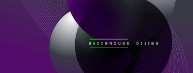 Gölgeli gradyan daireler. Vektör tekno soyut arka plan. Modern üstüste bindirme formları duvar kağıdı arkaplanı, tasarım şablonu