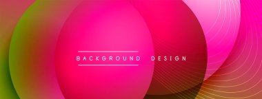 Gölgeli gradyan daireler. Vektör tekno soyut arka plan. Modern üstüste bindirme formları duvar kağıdı arkaplanı, tasarım şablonu