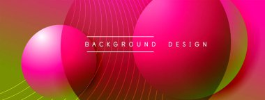 Gölgeli gradyan daireler. Vektör tekno soyut arka plan. Modern üstüste bindirme formları duvar kağıdı arkaplanı, tasarım şablonu