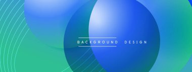 Gölgeli gradyan daireler. Vektör tekno soyut arka plan. Modern üstüste bindirme formları duvar kağıdı arkaplanı, tasarım şablonu