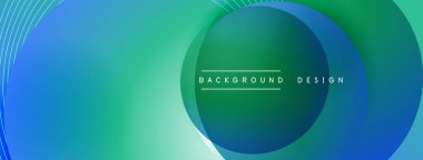 Gölgeli gradyan daireler. Vektör tekno soyut arka plan. Modern üstüste bindirme formları duvar kağıdı arkaplanı, tasarım şablonu