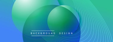 Gölgeli gradyan daireler. Vektör tekno soyut arka plan. Modern üstüste bindirme formları duvar kağıdı arkaplanı, tasarım şablonu