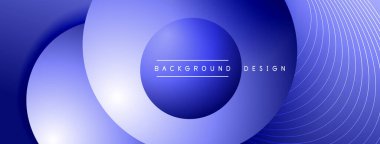 Gölgeli gradyan daireler. Vektör tekno soyut arka plan. Modern üstüste bindirme formları duvar kağıdı arkaplanı, tasarım şablonu