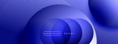 Gölgeli gradyan daireler. Vektör tekno soyut arka plan. Modern üstüste bindirme formları duvar kağıdı arkaplanı, tasarım şablonu