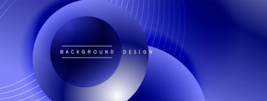 Gölgeli gradyan daireler. Vektör tekno soyut arka plan. Modern üstüste bindirme formları duvar kağıdı arkaplanı, tasarım şablonu