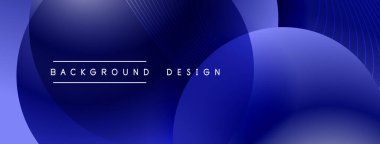 Gölgeli gradyan daireler. Vektör tekno soyut arka plan. Modern üstüste bindirme formları duvar kağıdı arkaplanı, tasarım şablonu