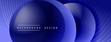 Gölgeli gradyan daireler. Vektör tekno soyut arka plan. Modern üstüste bindirme formları duvar kağıdı arkaplanı, tasarım şablonu